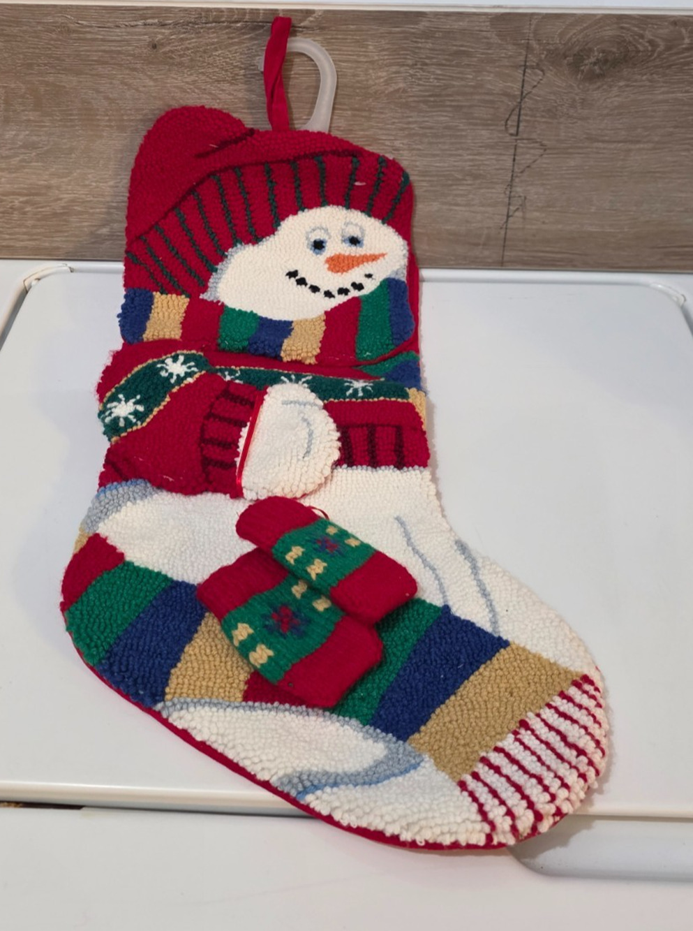 New SUGAR PLUM DREAMS Yarn & Velvet SNOWMAN CHRISTMAS STOCKING 22"